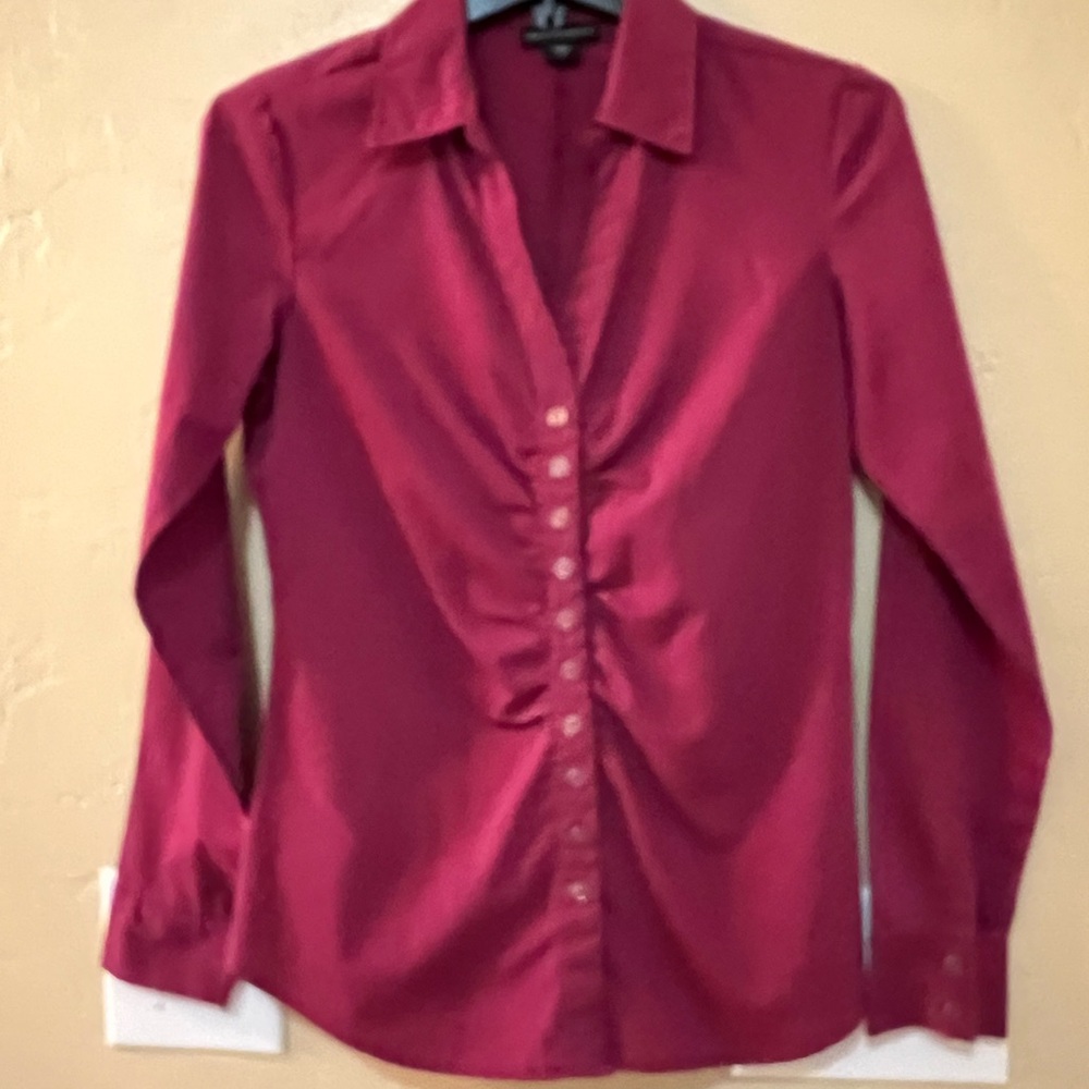 Elegant Red Button-Up Blouse
